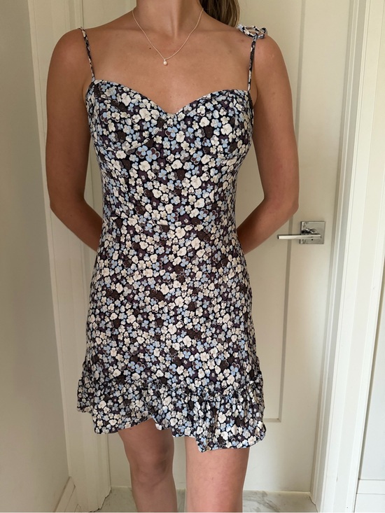 Sunday Best Dresses & Skirts - Sunday Best Navy Floral Tie-Shoulder Mini Dress